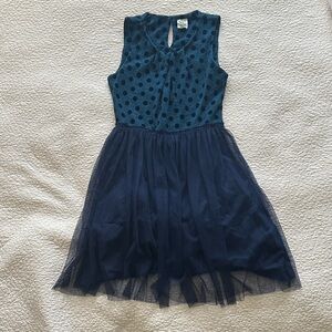 Weston Wear (Anthropologie) Teal and Navy Polka Dot Mini Dress